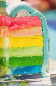 Intérieur rainbow cake